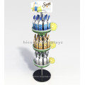 Custom Logo Spinner Stand Alone Wine Store Display Rack Free Standing Black Metal Wine Retail Shelf